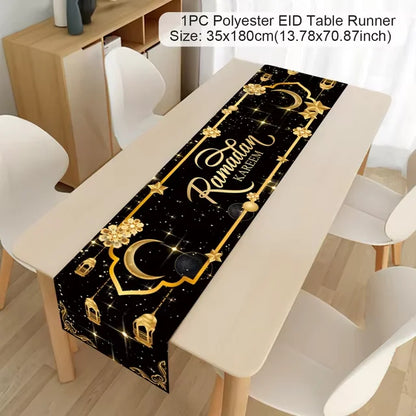 Ramadan Table Runner Eid Mubarak Decoration 2026 for Home Ramadan Kareem Ramadan Mubarak Islamic Muslim Party Eid Al-Fitr Gifts