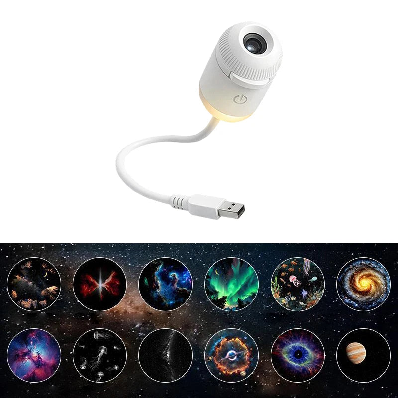 2-in-1 Galaxy Star Projector Night Light – USB Powered Bedroom Ceiling Projector