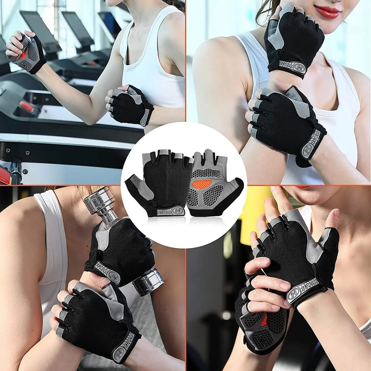 Workout Gloves for Men & Women – Non-Slip Weightlifting Gym Gloves, Breathable Fingerless Fitness Gloves for Training, Cycling & Bodybuilding