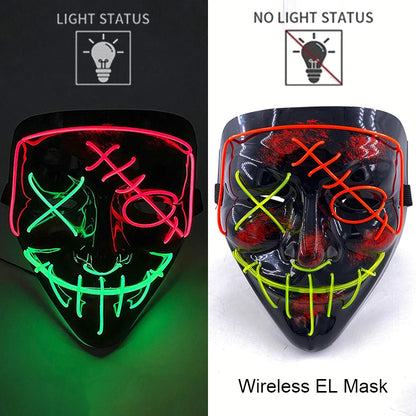 Light-Up EL Wire Party Mask for Halloween &amp; Cosplay