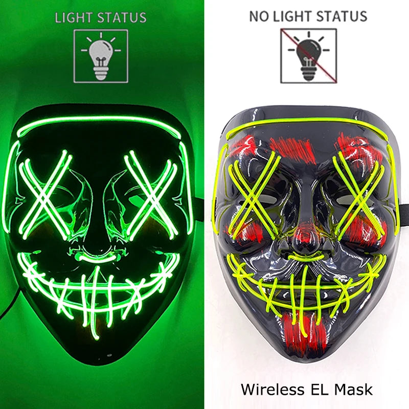 Light-Up EL Wire Party Mask for Halloween &amp; Cosplay