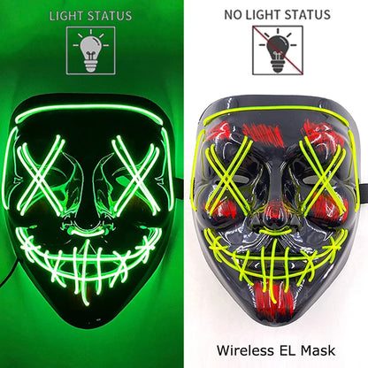 Light-Up EL Wire Party Mask for Halloween &amp; Cosplay
