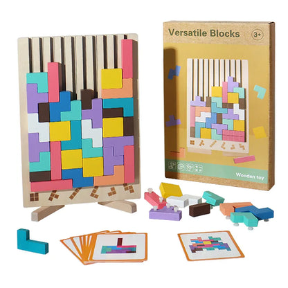 3D Wooden Puzzle Building Blocks for Kids – Baby Logic Training Toy & Parent-Child Interactive Game