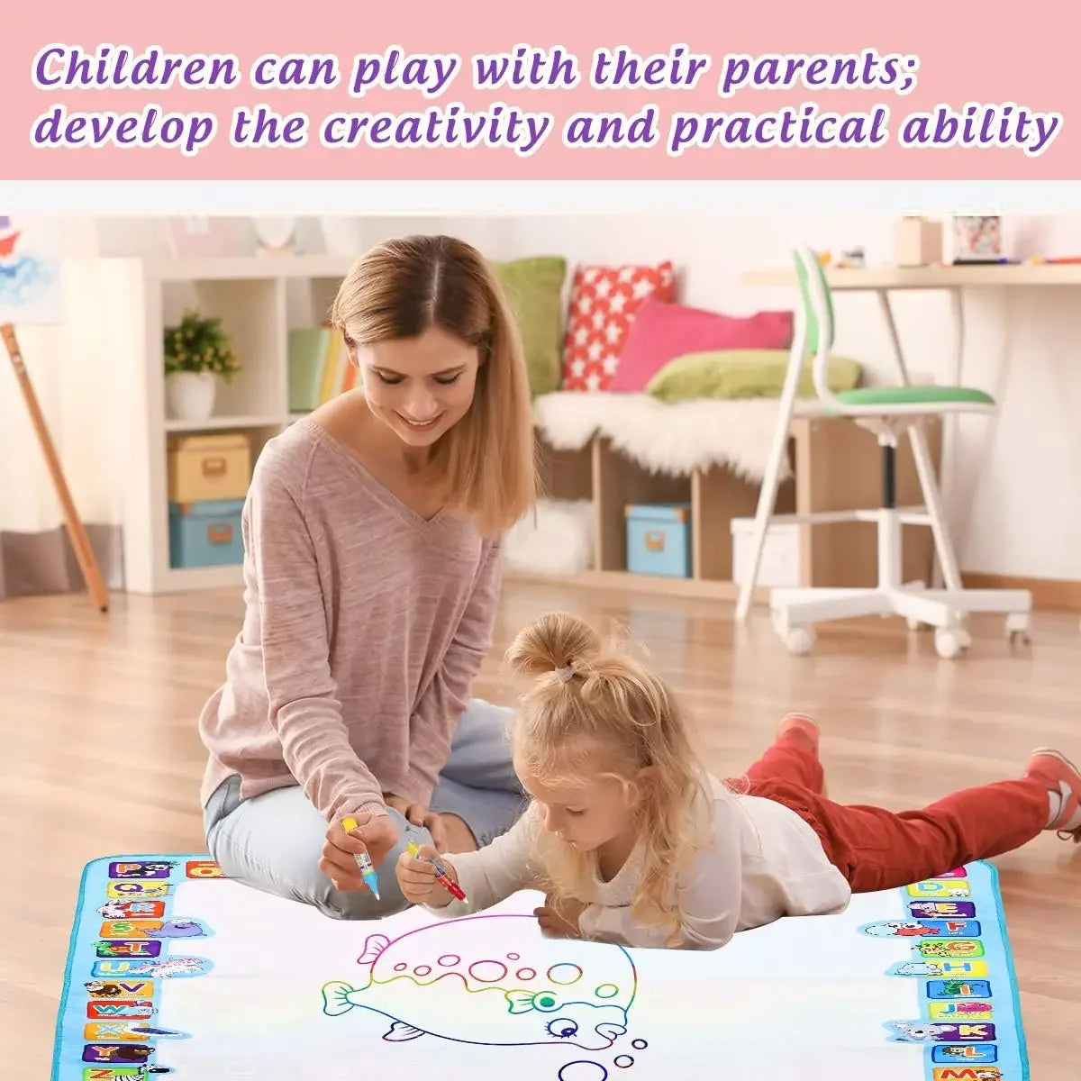 Magic Water Drawing Mat | Reusable Doodle Pad with Water Pens | Mess-Free Kids Art Toy