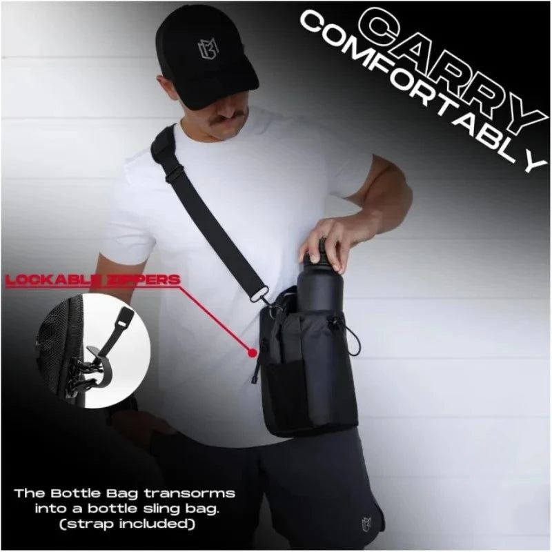 Magnetic Water Bottle Carrier Bag | Large Capacity | Gym, Hiking & Outdoor Essentials