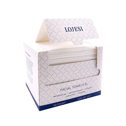 Disposable Face Towels, 50 Count | Soft XL Dry Wipes