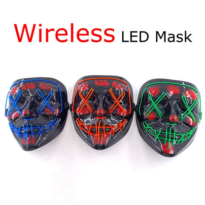 Light-Up EL Wire Party Mask for Halloween &amp; Cosplay