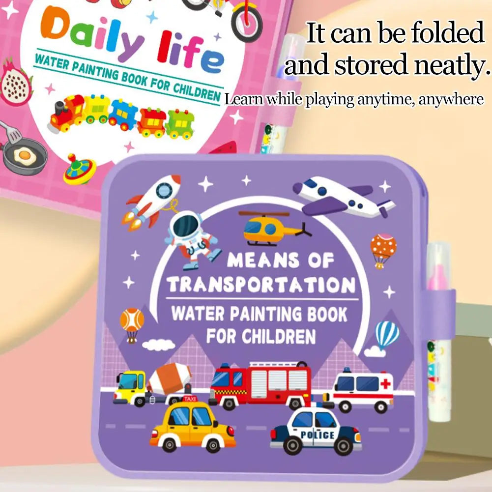 Magic Water Drawing Book for Kids - Reusable Doodle Mat, Mess-Free Travel Toy, Foldable Painting Activity Book