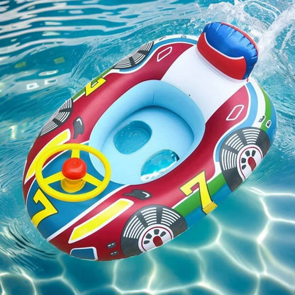 Baby Pool Float with Handles — Cute Car Design Inflatable Swim Ring for Toddlers & Kids
