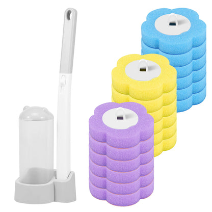 Disposable Toilet Brush & Holder Set | 360° Deep Clean with Scented Refill Heads