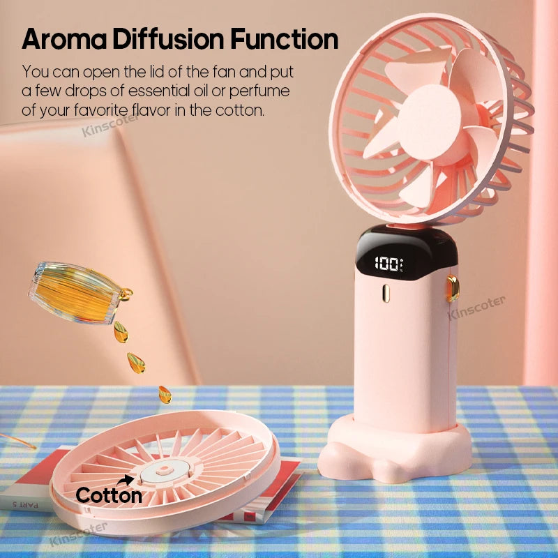 3-in-1 Portable Neck Fan – Handheld, Wearable & Desktop | 5-Speed USB Rechargeable Fan with LED Display & Phone Stand