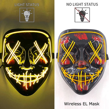 Light-Up EL Wire Party Mask for Halloween &amp; Cosplay