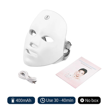 7-Color LED Light Therapy Face Mask – Rechargeable Photon Skin Rejuvenation & Anti-Aging Beauty Mask
