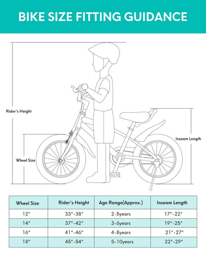 16 Inch Kids Bike with Training Wheels & Kickstand | Adjustable Seat & Handlebar | Ages 4-8 | Boys & Girls Bicycle