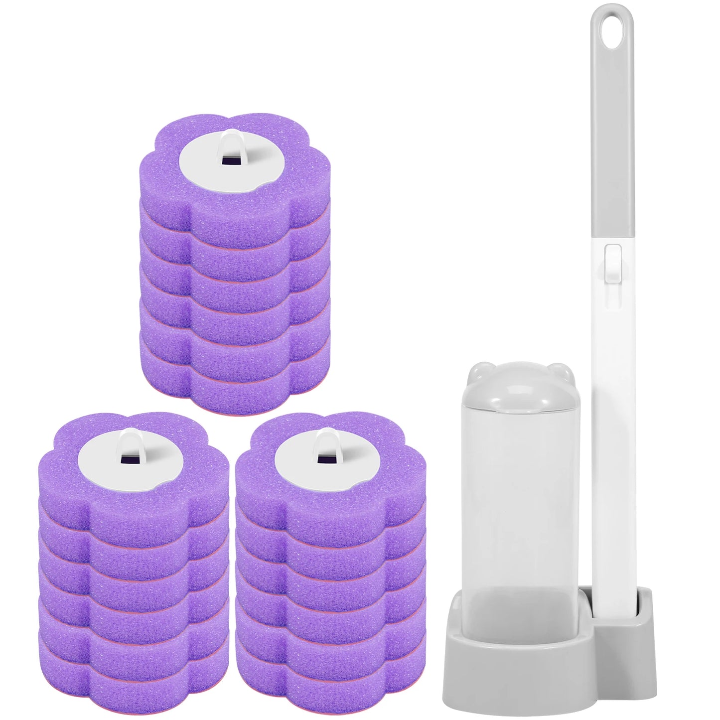 Disposable Toilet Brush & Holder Set | 360° Deep Clean with Scented Refill Heads