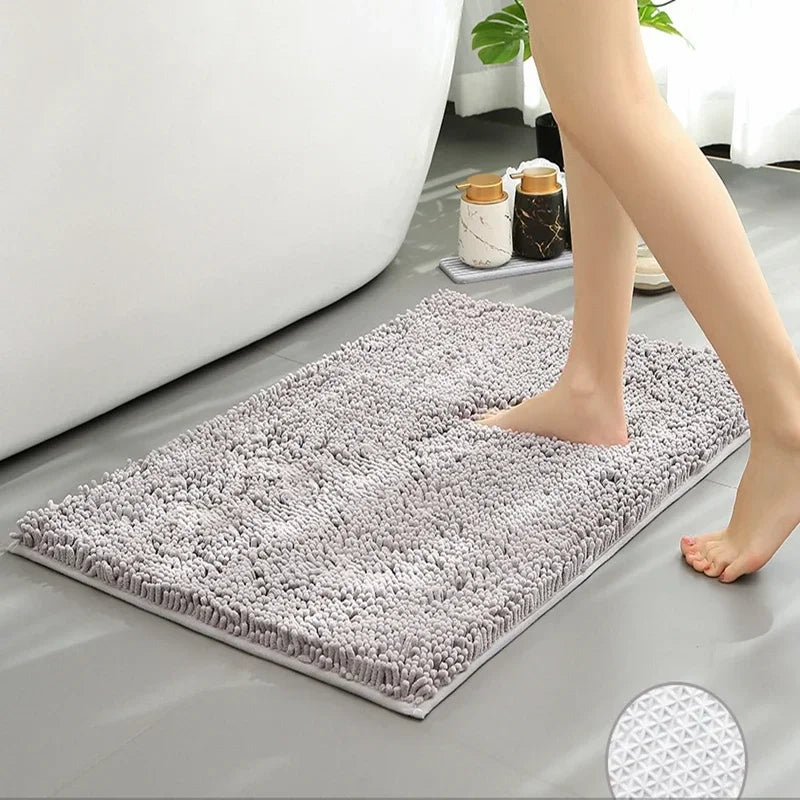 Luxury Chenille Bath Rug, Extra Soft and Absorbent Shaggy Bathroom Mat Rugs, Machine Washable, PVC Non-Slip Plush Carpet Runner