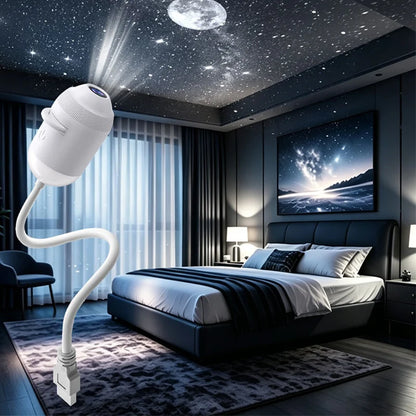 2-in-1 Galaxy Star Projector Night Light – USB Powered Bedroom Ceiling Projector
