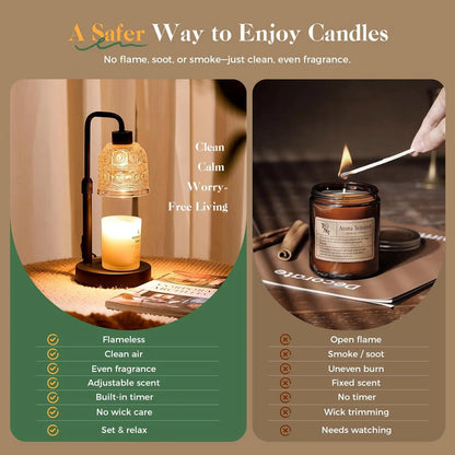 Candle Warmer Lamp with Timer Dimmer, Adjustable Height Wax Melt Warmer for Jar Candles, Housewarming Gift, Birthday Mother's Da