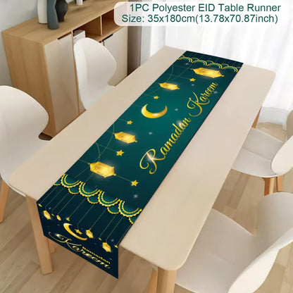 Ramadan Table Runner Eid Mubarak Decoration 2026 for Home Ramadan Kareem Ramadan Mubarak Islamic Muslim Party Eid Al-Fitr Gifts
