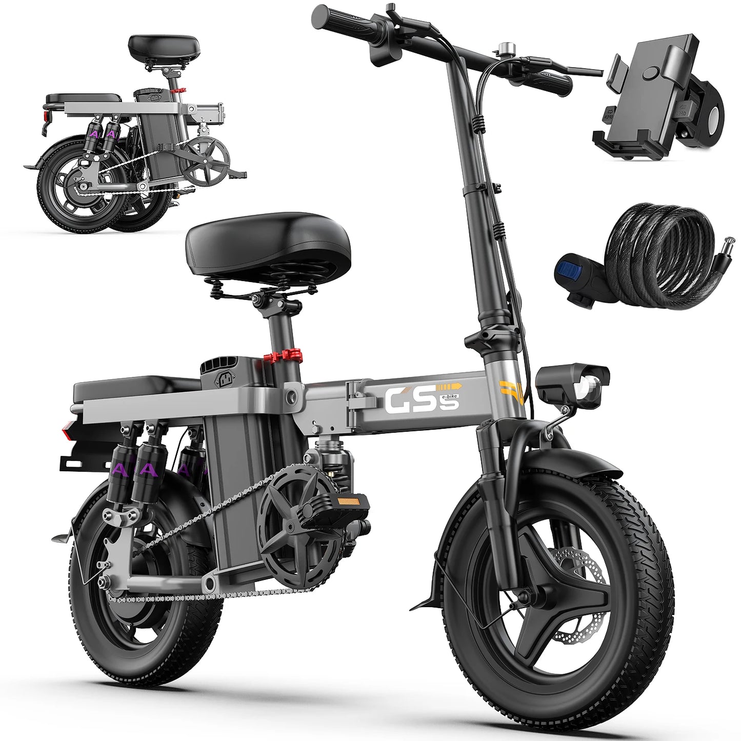 UPlee GS5 Folding Electric Bike – 740W Motor | 48V 15AH Battery | 20+ MPH Fat Tire Ebike for Adults