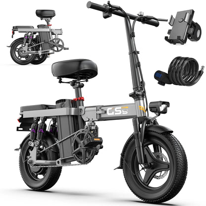 UPlee GS5 Folding Electric Bike – 740W Motor | 48V 15AH Battery | 20+ MPH Fat Tire Ebike for Adults