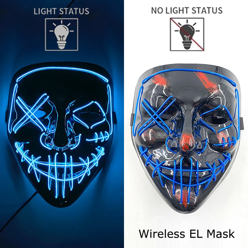 Light-Up EL Wire Party Mask for Halloween &amp; Cosplay