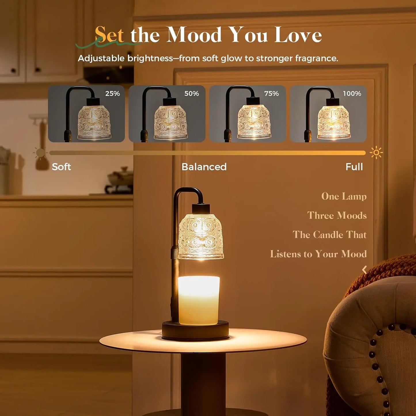 Candle Warmer Lamp with Timer Dimmer, Adjustable Height Wax Melt Warmer for Jar Candles, Housewarming Gift, Birthday Mother's Da