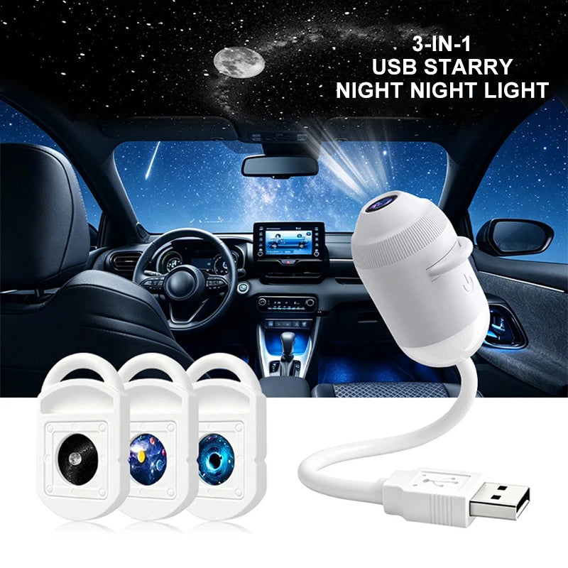 2-in-1 Galaxy Star Projector Night Light – USB Powered Bedroom Ceiling Projector