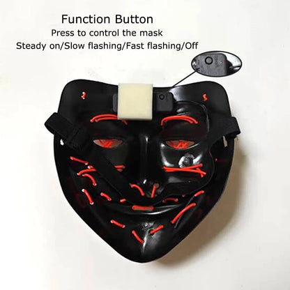 Light-Up EL Wire Party Mask for Halloween &amp; Cosplay