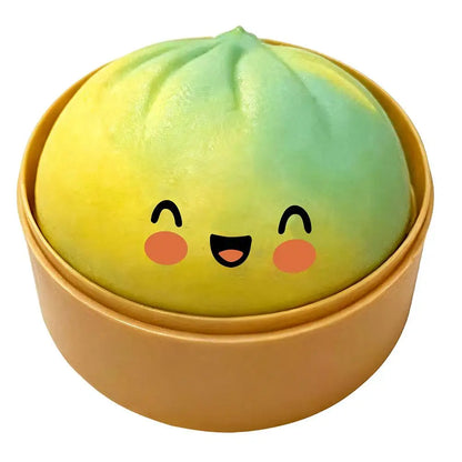 Glitter Dumpling Stress Ball Toy with Smile Face Unique Steamer Base Squeezable Dough Ball Birthday Gift for Girl Boy Adult