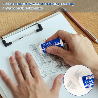 Bulk Pencil Erasers — Smudge-Free White Vinyl Erasers for School, Art & Office