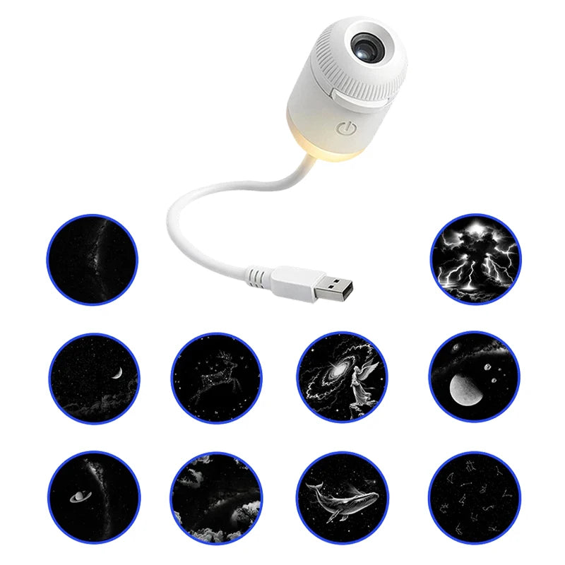 2-in-1 Galaxy Star Projector Night Light – USB Powered Bedroom Ceiling Projector