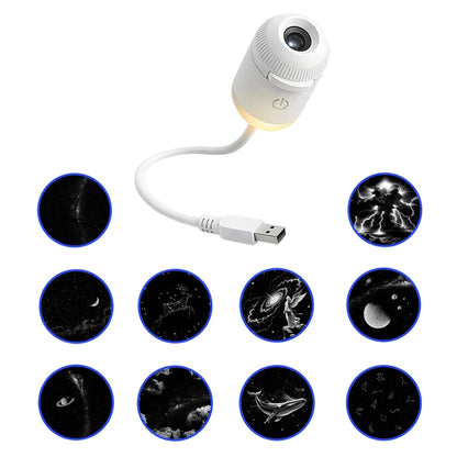 2-in-1 Galaxy Star Projector Night Light – USB Powered Bedroom Ceiling Projector