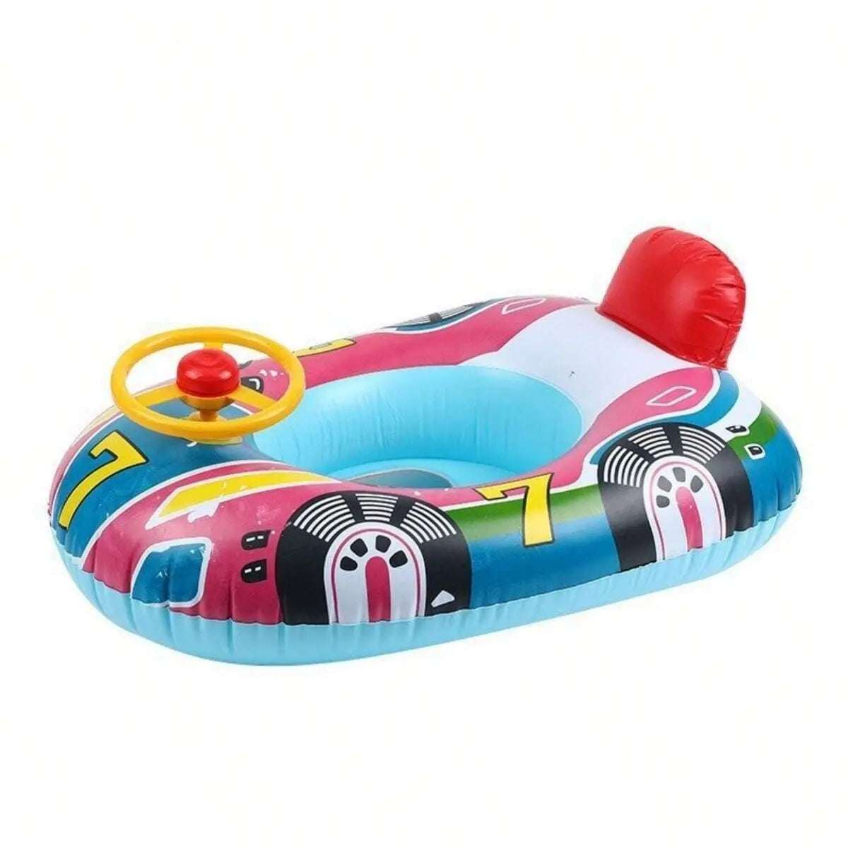 Baby Pool Float with Handles — Cute Car Design Inflatable Swim Ring for Toddlers & Kids
