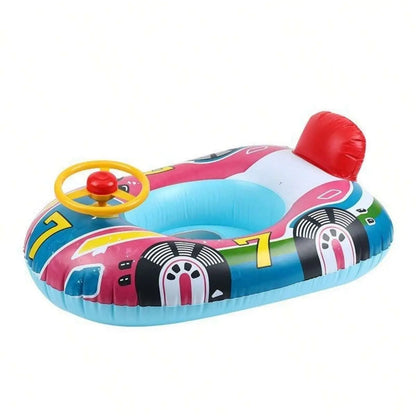 Baby Pool Float with Handles — Cute Car Design Inflatable Swim Ring for Toddlers & Kids