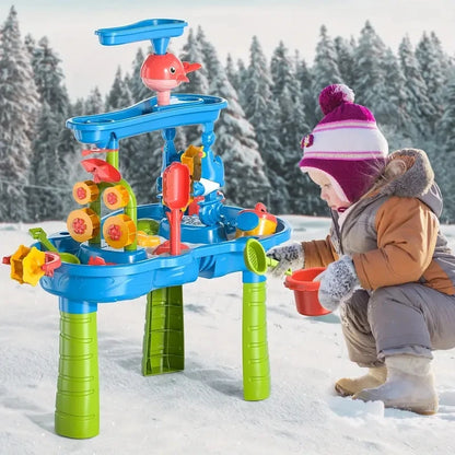 Kids Waterfall Beach Sand & Water Play Table | Indoor Outdoor Summer Toy
