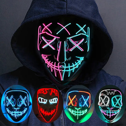 Light-Up EL Wire Party Mask for Halloween &amp; Cosplay