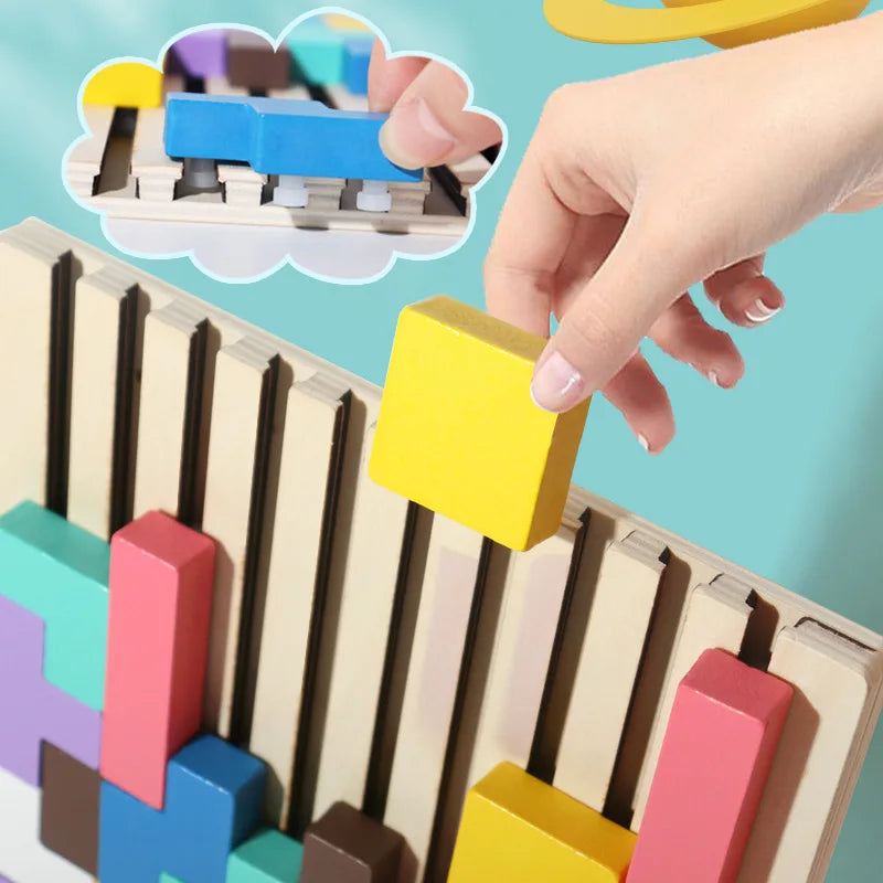 3D Wooden Puzzle Building Blocks for Kids – Baby Logic Training Toy & Parent-Child Interactive Game