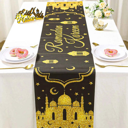 Ramadan Table Runner Eid Mubarak Decoration 2026 for Home Ramadan Kareem Ramadan Mubarak Islamic Muslim Party Eid Al-Fitr Gifts