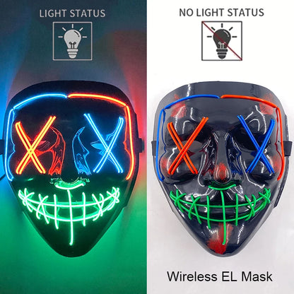 Light-Up EL Wire Party Mask for Halloween &amp; Cosplay