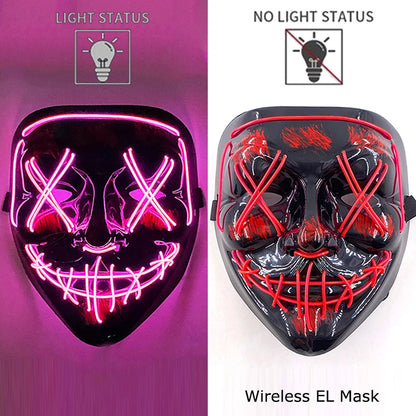 Light-Up EL Wire Party Mask for Halloween &amp; Cosplay