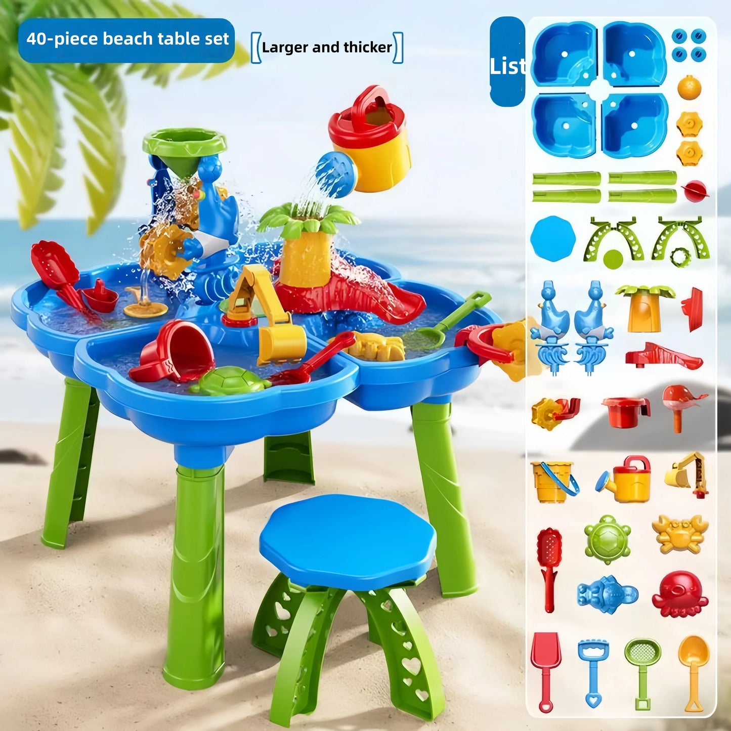 Kids Waterfall Beach Sand & Water Play Table | Indoor Outdoor Summer Toy