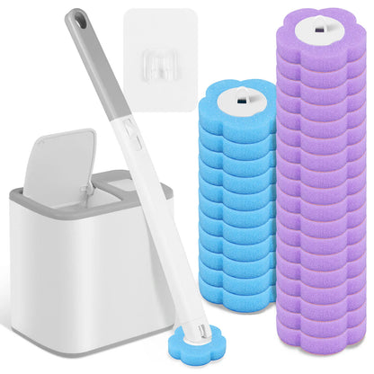 Disposable Toilet Brush & Holder Set | 360° Deep Clean with Scented Refill Heads