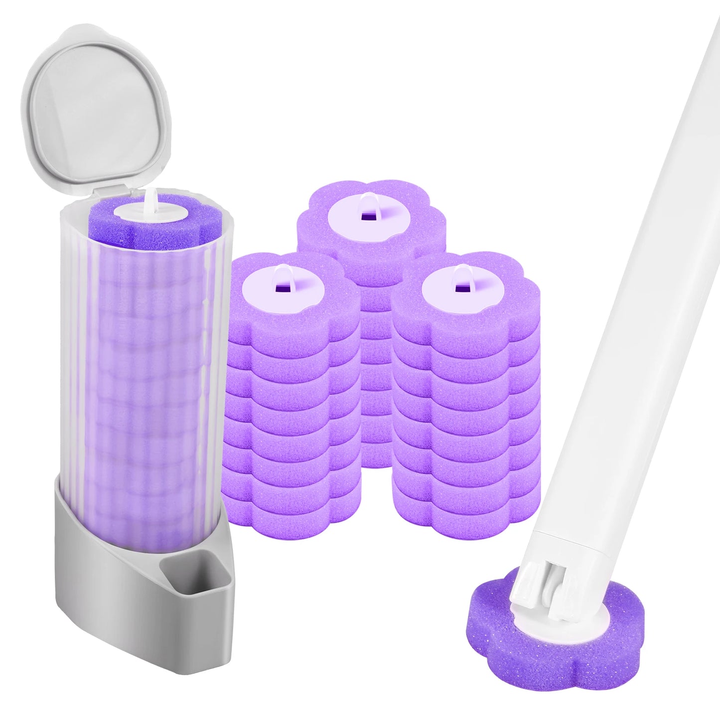 Disposable Toilet Brush & Holder Set | 360° Deep Clean with Scented Refill Heads