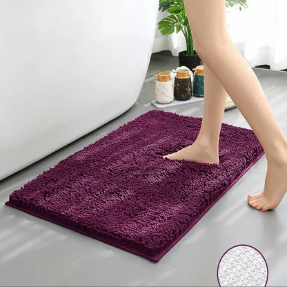 Luxury Chenille Bath Rug, Extra Soft and Absorbent Shaggy Bathroom Mat Rugs, Machine Washable, PVC Non-Slip Plush Carpet Runner
