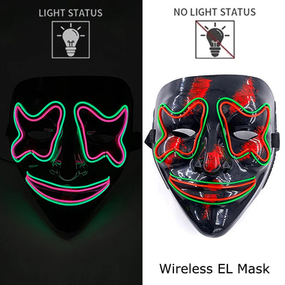 Light-Up EL Wire Party Mask for Halloween &amp; Cosplay
