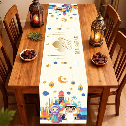 Ramadan Table Runner Eid Mubarak Decoration 2026 for Home Ramadan Kareem Ramadan Mubarak Islamic Muslim Party Eid Al-Fitr Gifts