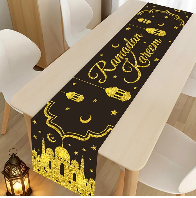 Ramadan Table Runner Eid Mubarak Decoration 2026 for Home Ramadan Kareem Ramadan Mubarak Islamic Muslim Party Eid Al-Fitr Gifts