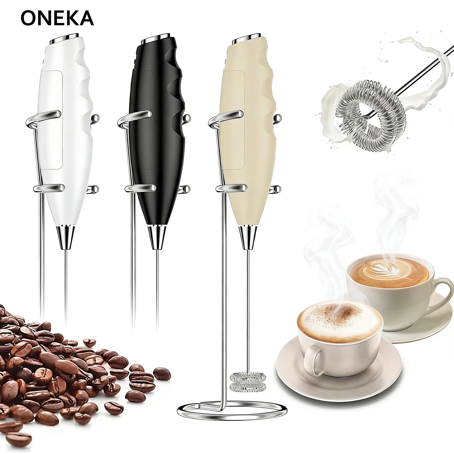 Milk Frother Handheld Foam Maker For Latte Mini Whisk Coffee Cappuccino Frappe Matcha Hot Chocolate Drink Mixer