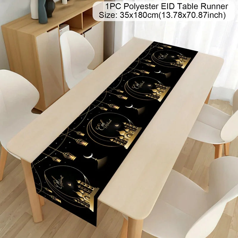 Ramadan Table Runner Eid Mubarak Decoration 2026 for Home Ramadan Kareem Ramadan Mubarak Islamic Muslim Party Eid Al-Fitr Gifts